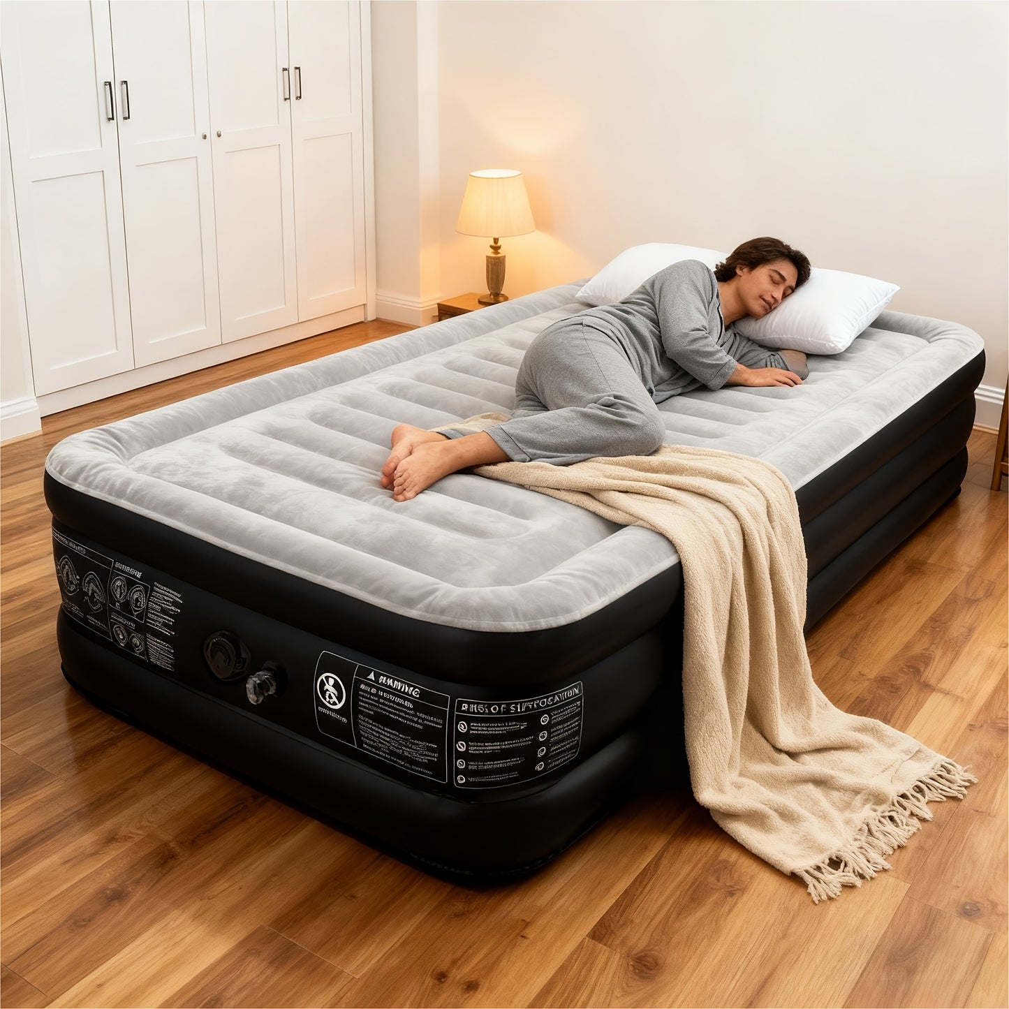 Inflatable Mattress for 1/2 Person Self-inflating Air Mattress Air Mattress (with Built-in Electric Air Pump and Air Bag) for Camping Rapid Inflation