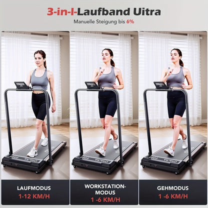 Tapis Roulant Elettrico Silenzioso Pieghevole Regolabile Velocità 12 km/h, LED