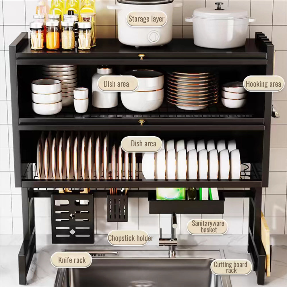 DOUBLE-LAYER DISH DRAINER WITH COVER – ORDER, HYGIENE AND MODERN DESIGN
