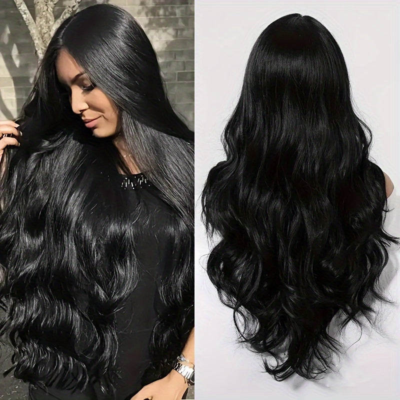 66.04 cm Long Body Wave Glam Wig for Women - Middle Parted, Wavy & Lustrous - Heat Styleable, Perfect for Christmas, Cosplay & Parties