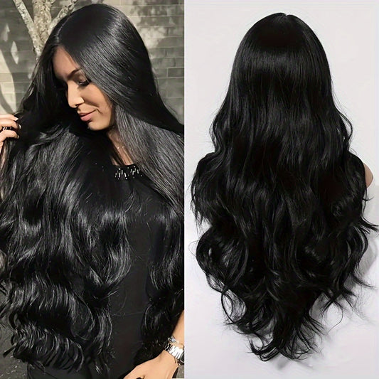 66.04 cm Long Body Wave Glam Wig for Women - Middle Parted, Wavy & Lustrous - Heat Styleable, Perfect for Christmas, Cosplay & Parties