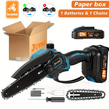 Mini Cordless Chainsaw for Pruning 2x5000 mAh, 6 Inch 880W Wood Cutting