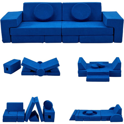A 14pcs Modular Sofa Set That Can Be Reconfigured, Featuring Adjustable Layouts And Comfortable Gray Foam Material, Suitable for Living Rooms And Bedrooms
