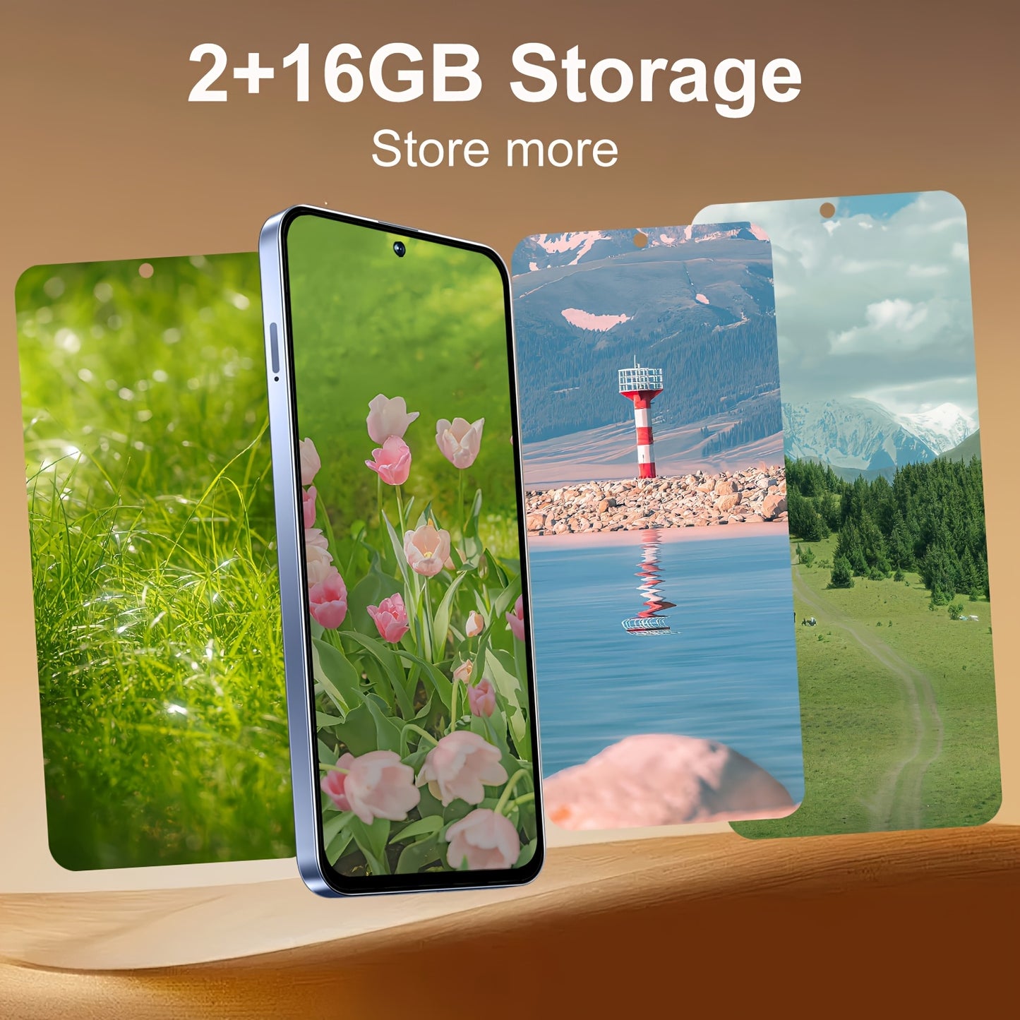 6.56-inch high touch screen, 2GB RAM+16GB ROM dual SIM card, 3000mAh battery, Type-C USB 2MP+16MP high-definition front and rear cameras