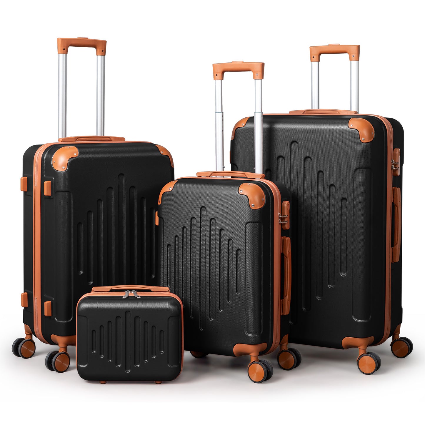3/4/5pcs Dark Purple and Brown Hardside Luggage Set | Expandable Design with Spinner Wheels, Lightweight ABS+PC Luggage (12/16/20/24/28 Inch)