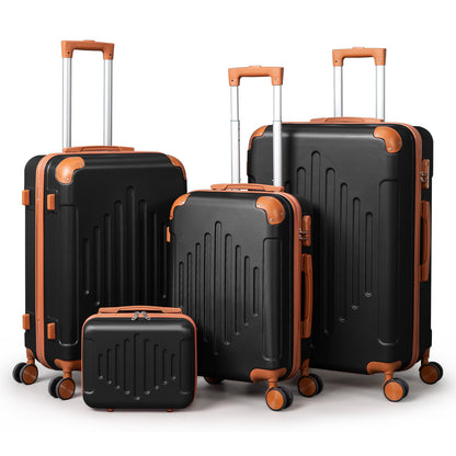 3/4/5pcs Dark Purple and Brown Hardside Luggage Set | Expandable Design with Spinner Wheels, Lightweight ABS+PC Luggage (12/16/20/24/28 Inch)