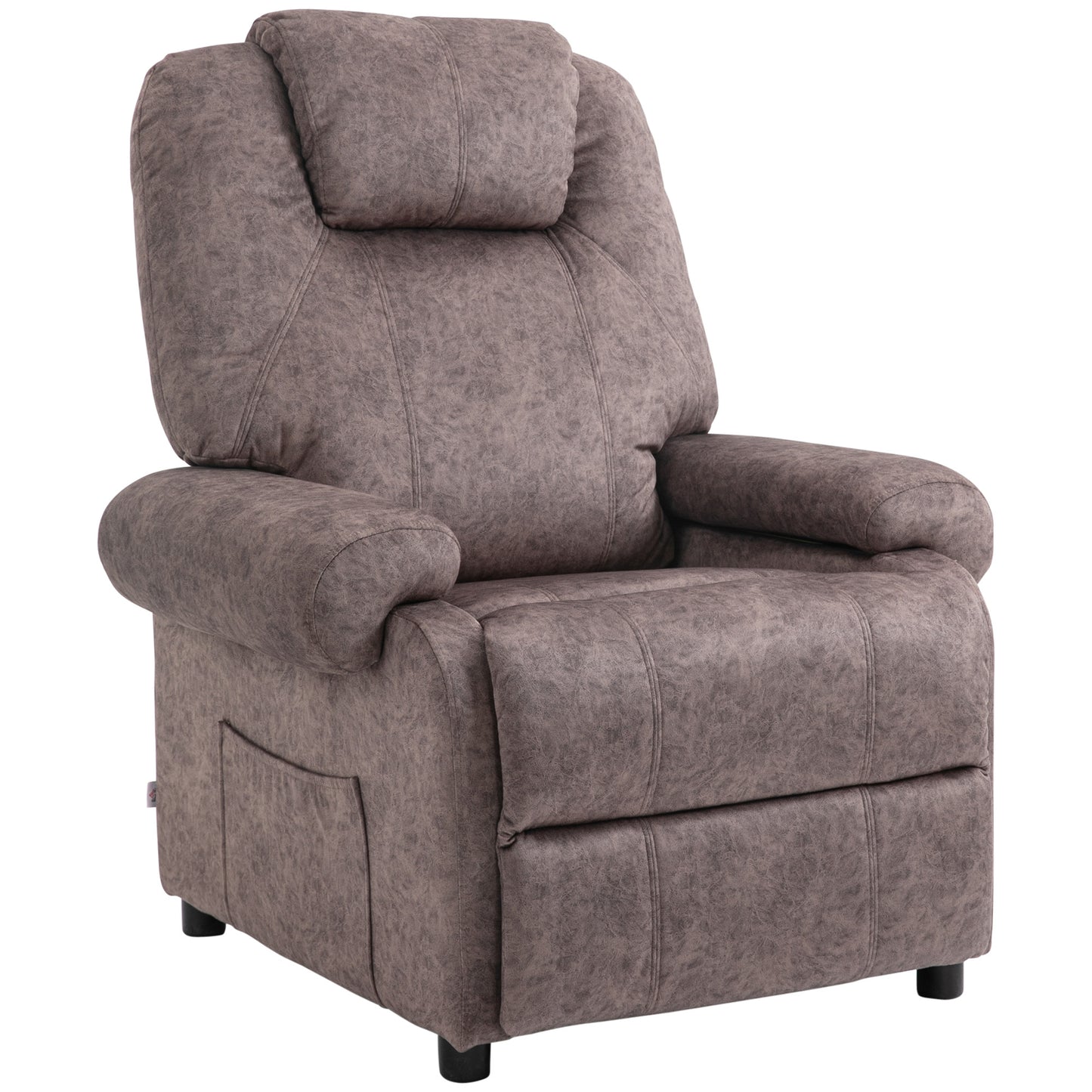 HOMCOM Manual Fabric Reclining Relax Armchair, Recliner with Pull-Out Footrest and Side Pocket