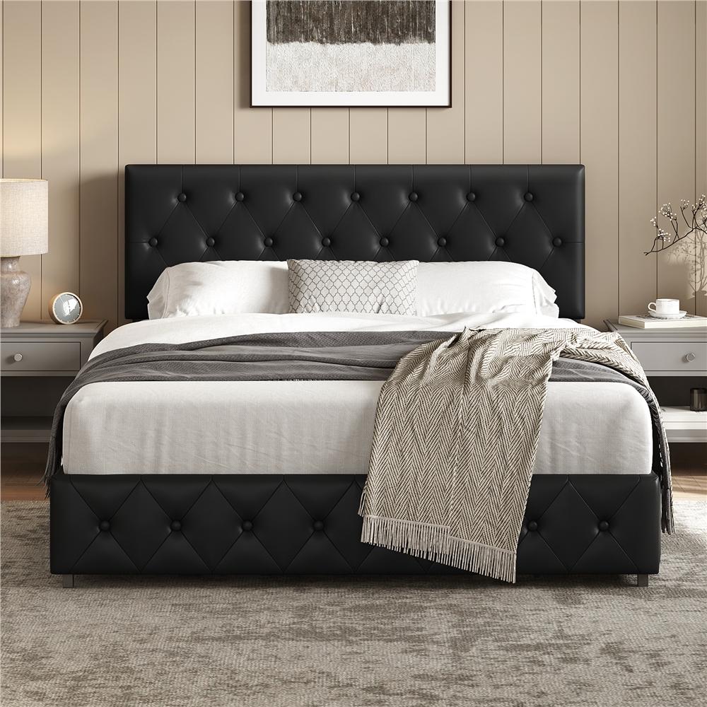 Letto Matrimoniale Imbottito COSTOFFS con Cassetti Contenitore 140x200 / 160x200 – Letto con Testiera Regolabile, Rete a Doghe in Legno, Design Moderno Camera da Letto