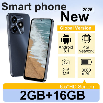 3G Android Smartphone | 2MP+5MP Camera, 6.5-Inch Touch Screen, 2GB RAM, 16GB Storage Space, Dual SIM Dual Standby, GPS, Android 8.1 System