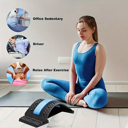 3-Level Adjustable Back Stretcher & Posture Corrector – Ergonomic Lumbar Support with Massage Function