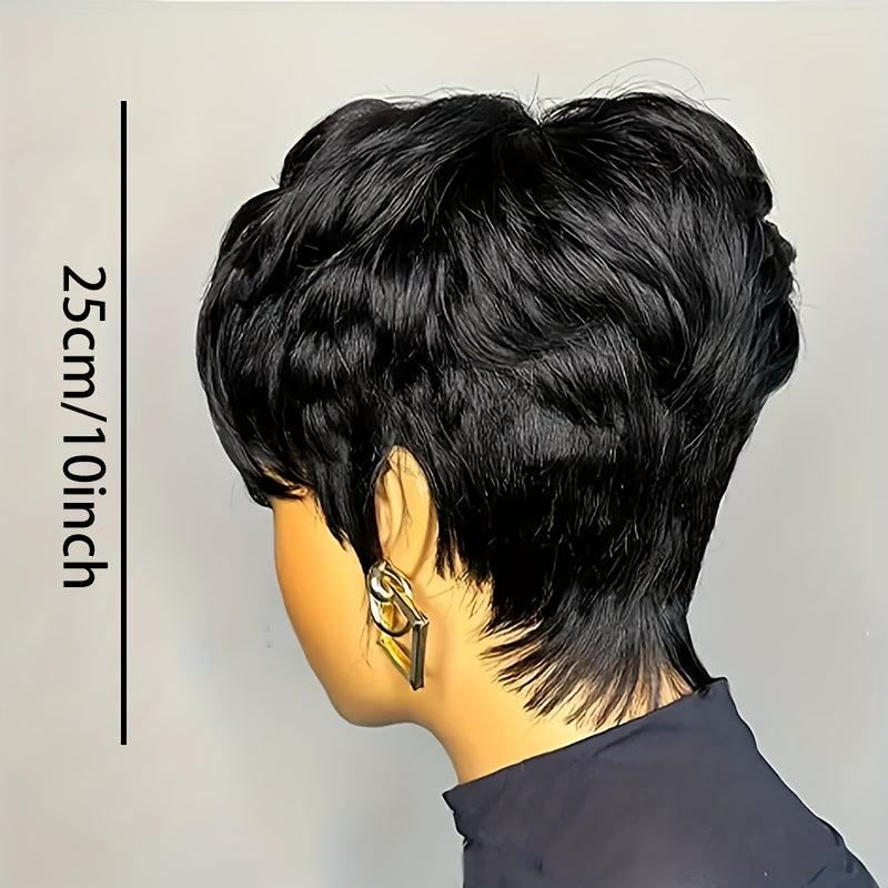 Short Bob Wig, Hair, Black, Female with Bangs, Natural Black, Short Layered, Daily Use