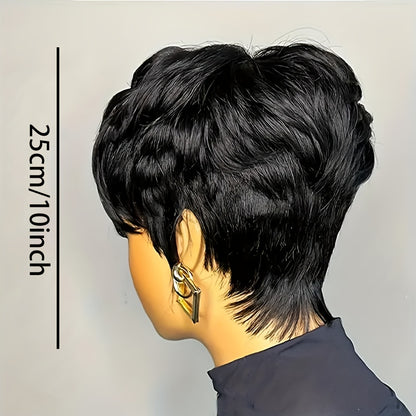 Short Bob Wig, Hair, Black, Female with Bangs, Natural Black, Short Layered, Daily Use