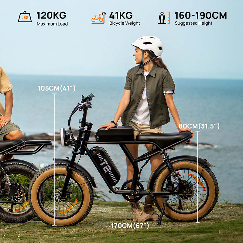 URLIFE T2 E-Bike Fat Tire 250W 54.6V 15.6Ah Bicicletta Elettrica MTB 20x4” 120KM Autonomia 7 Velocità Off Road Uomo Donna