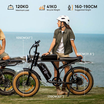 URLIFE T2 E-Bike Fat Tire 250W 54.6V 15.6Ah Bicicletta Elettrica MTB 20x4” 120KM Autonomia 7 Velocità Off Road Uomo Donna