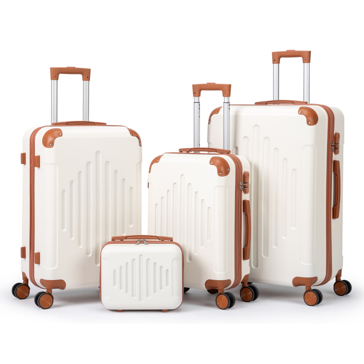 3/4/5pcs Dark Purple and Brown Hardside Luggage Set | Expandable Design with Spinner Wheels, Lightweight ABS+PC Luggage (12/16/20/24/28 Inch)