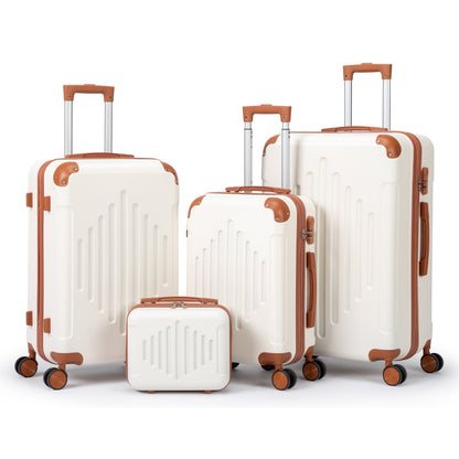 3/4/5pcs Dark Purple and Brown Hardside Luggage Set | Expandable Design with Spinner Wheels, Lightweight ABS+PC Luggage (12/16/20/24/28 Inch)