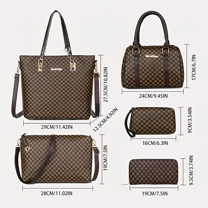 6pcs Women's Handbag Collection - Geometric Crossbody Bags with Zipper Closure, Handbags Suitable for Everyday