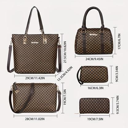 6pcs Women's Handbag Collection - Geometric Crossbody Bags with Zipper Closure, Handbags Suitable for Everyday