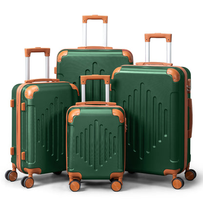 3/4/5pcs Dark Purple and Brown Hardside Luggage Set | Expandable Design with Spinner Wheels, Lightweight ABS+PC Luggage (12/16/20/24/28 Inch)