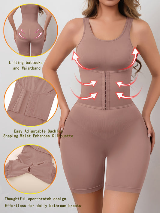 Seamless Double-Layer Compression Bodysuit – 3D Bust Lift & High-Support Tummy Control Shapewear