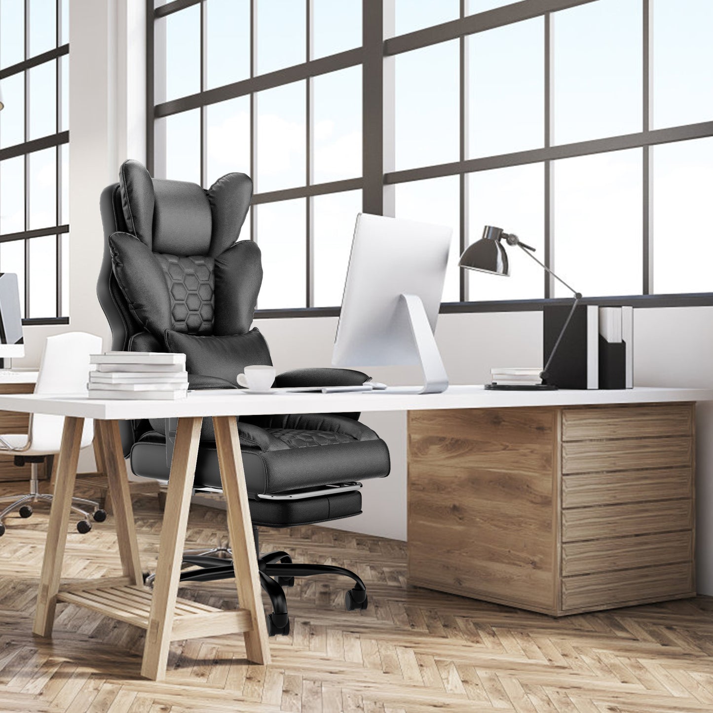 Executive Office Chair with Footrest – Ergonomic Comfort for Work & Gaming
