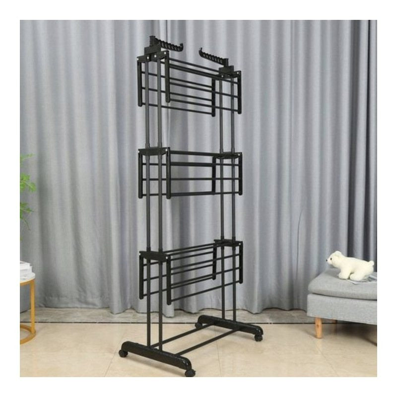 XXL Standing Clothes Drying Rack, Foldable, 3 Tiers, 6 Arms Maximum Load 50 Kg Space-Saving Ideal for Home And Apartment