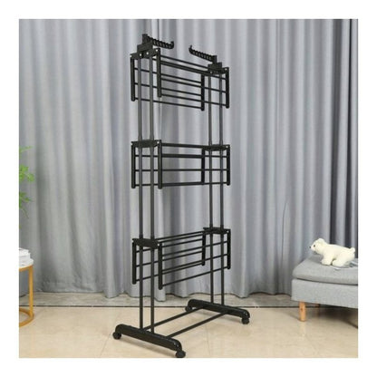 XXL Standing Clothes Drying Rack, Foldable, 3 Tiers, 6 Arms Maximum Load 50 Kg Space-Saving Ideal for Home And Apartment