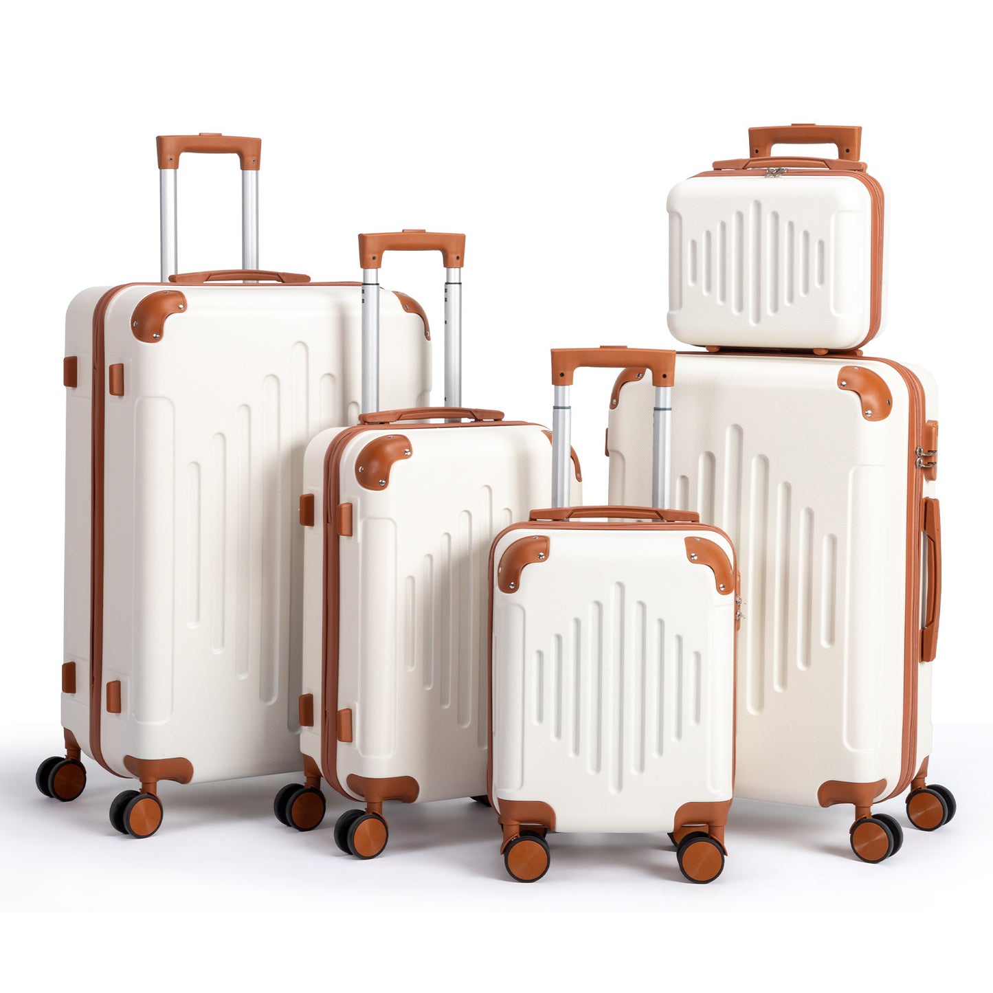 3/4/5pcs Dark Purple and Brown Hardside Luggage Set | Expandable Design with Spinner Wheels, Lightweight ABS+PC Luggage (12/16/20/24/28 Inch)