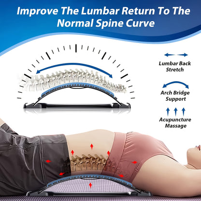3-Level Adjustable Back Stretcher & Posture Corrector – Ergonomic Lumbar Support with Massage Function