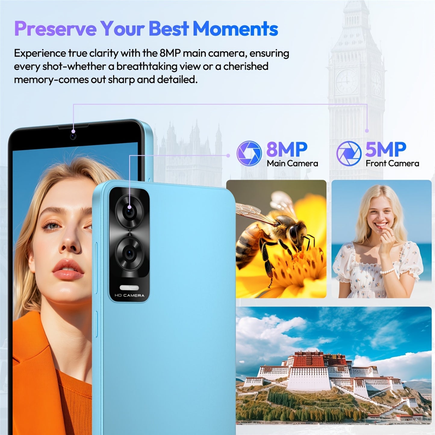 XGODY Android 15 Smartphone | 6.0" Touch Screen, 7GB RAM+32GB ROM, 4G LTE Dual SIM, Octa-Core Processor, 5MP+8MP Camera, Face Unlock, 3500mAh Battery