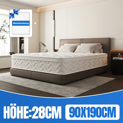 Gronfont Materasso 160x200/140x200/90x200/80x200cm 25cm 7-Zone Ergonomico Memory Foam Pocket Spring Materasso Adulto H3 Fermo con Coprimaterasso