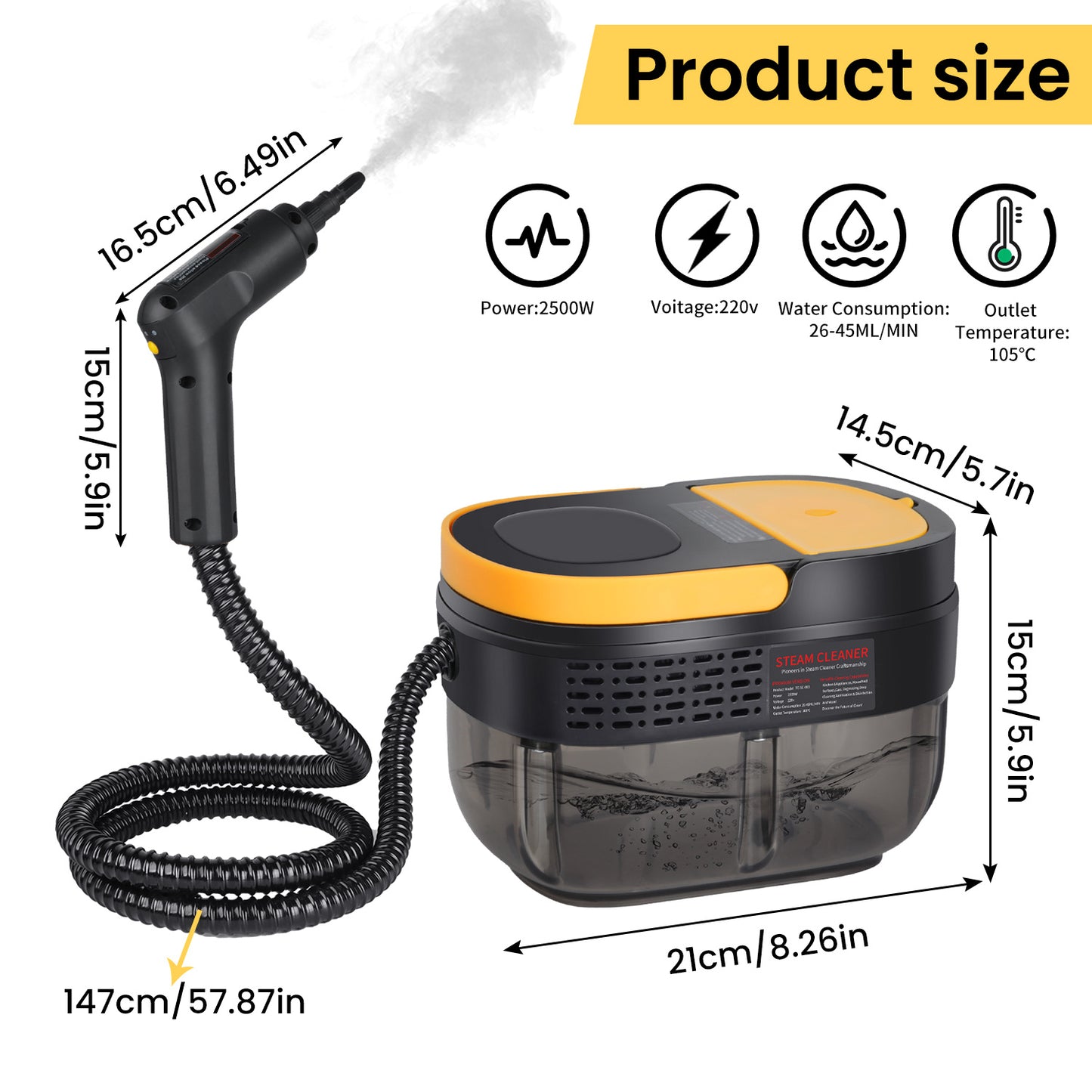 2500W High Power Steam Cleaner for Oil, Smoke, and Floor Extractors
