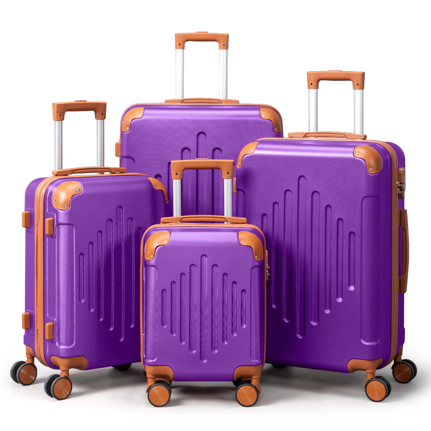 3/4/5pcs Dark Purple and Brown Hardside Luggage Set | Expandable Design with Spinner Wheels, Lightweight ABS+PC Luggage (12/16/20/24/28 Inch)