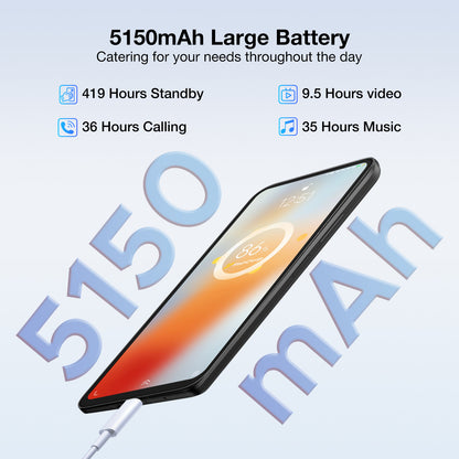 DOOGEE N55PRO Android 14, 16GB + 256GB, 6.56" HD+ 90Hz Octa Core 5150Mah 13MP+8MP Camera, 4G Dual SIM, Face Recognition/Otg/Gps