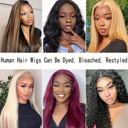 KIMO BEAUTY Women'S Brazilian Human Hair Wig - Glueless Natural Look Frontal Hairline, 180% Density High Volume, Pre Plucked Hairline & No Glue Needed, 4x4 Lace Closure for Secure Fit - Everyday & Special Events - Natural Bro