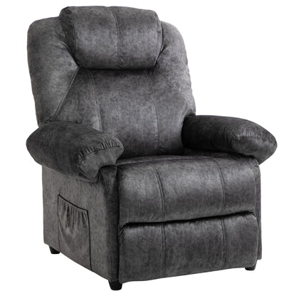 HOMCOM Manual Fabric Reclining Relax Armchair, Recliner with Pull-Out Footrest and Side Pocket