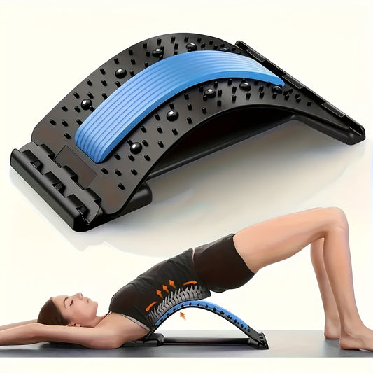 3-Level Adjustable Back Stretcher & Posture Corrector – Ergonomic Lumbar Support with Massage Function