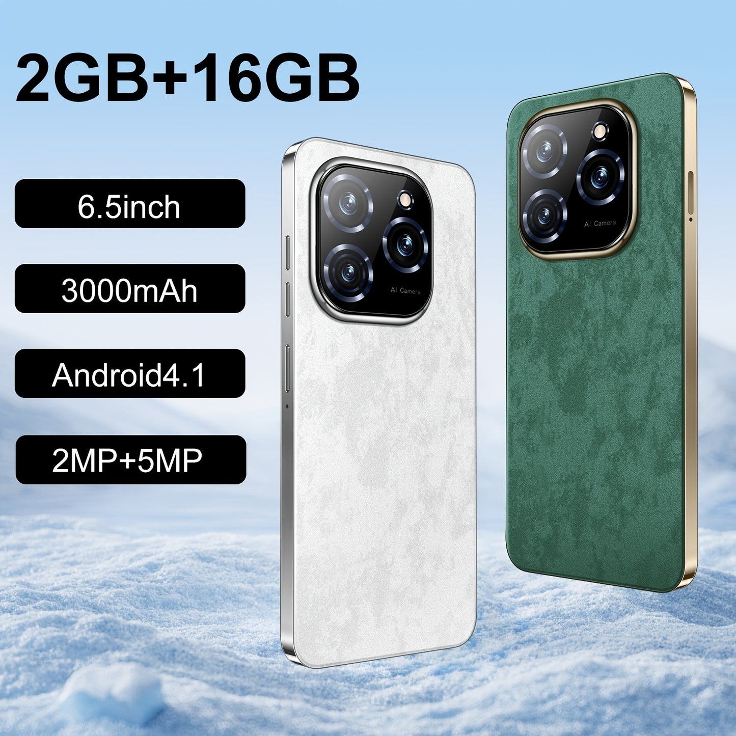 Android 8.1 Smartphone | 2Gb Ram+16Gb Storage, Dual Sim, 6.5 Inch Screen, Battery, 2Mp Front Camera, Gps, Wi-Fi, Type-C Charging