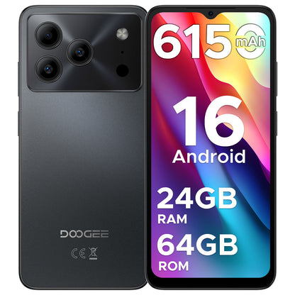 DOOGEE Note 56 Android 16 Smartphone, 6150Mah Battery, 8.45Mm Ultra-Thin + 6.56" HD + 90Hz, Octa Core, 24 GB(3+21)RAM + 64 GBROM 2TB TF, 4G Dual SIM, Face ID/GPS/OTG