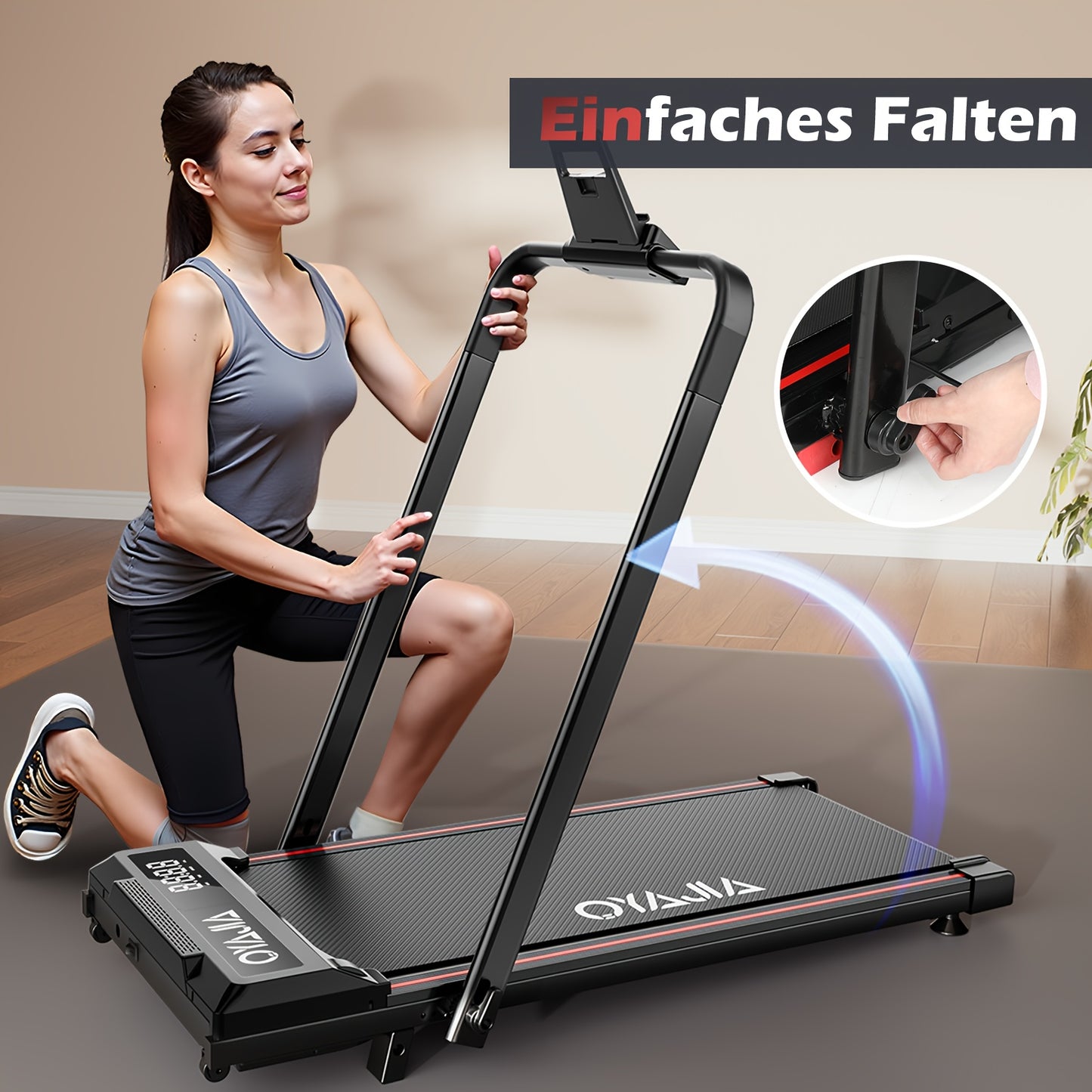 Tapis Roulant Elettrico Silenzioso Pieghevole Regolabile Velocità 12 km/h, LED