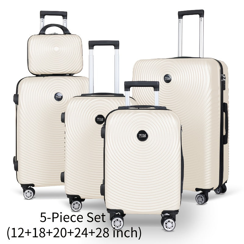 YSTYLE 3pcs/5pcs Luggage Set – ABS Carry-On Suitcases with 360° Silent Spinner Wheels & TSA Combination Lock