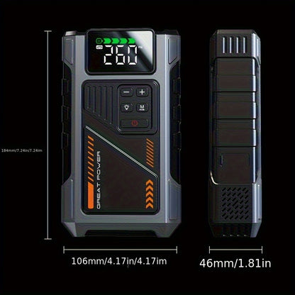 12,000mAh Jump Starter Power Pack 6000A Car Battery Booster & 150PSI LCD Display