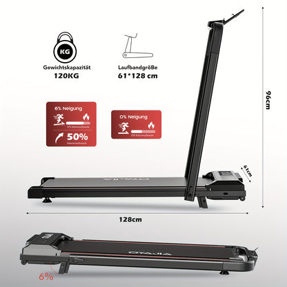 Tapis Roulant Elettrico Silenzioso Pieghevole Regolabile Velocità 12 km/h, LED