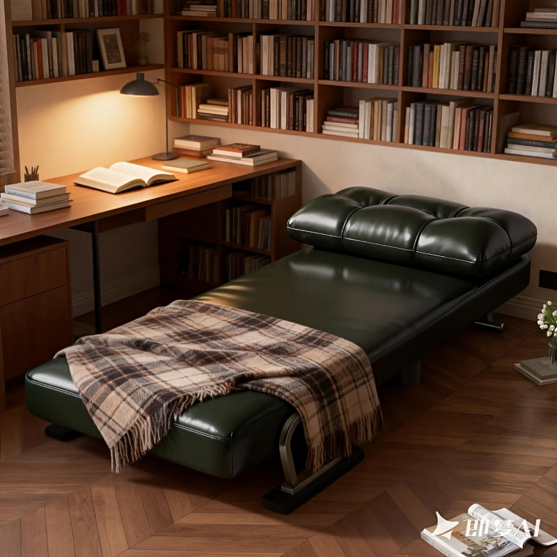 Foldable Sofa Bed Frame with Leather Armrests - Space-Saving Sleeper Bed Suitable for Small Apartments, Dorms, Guest Rooms