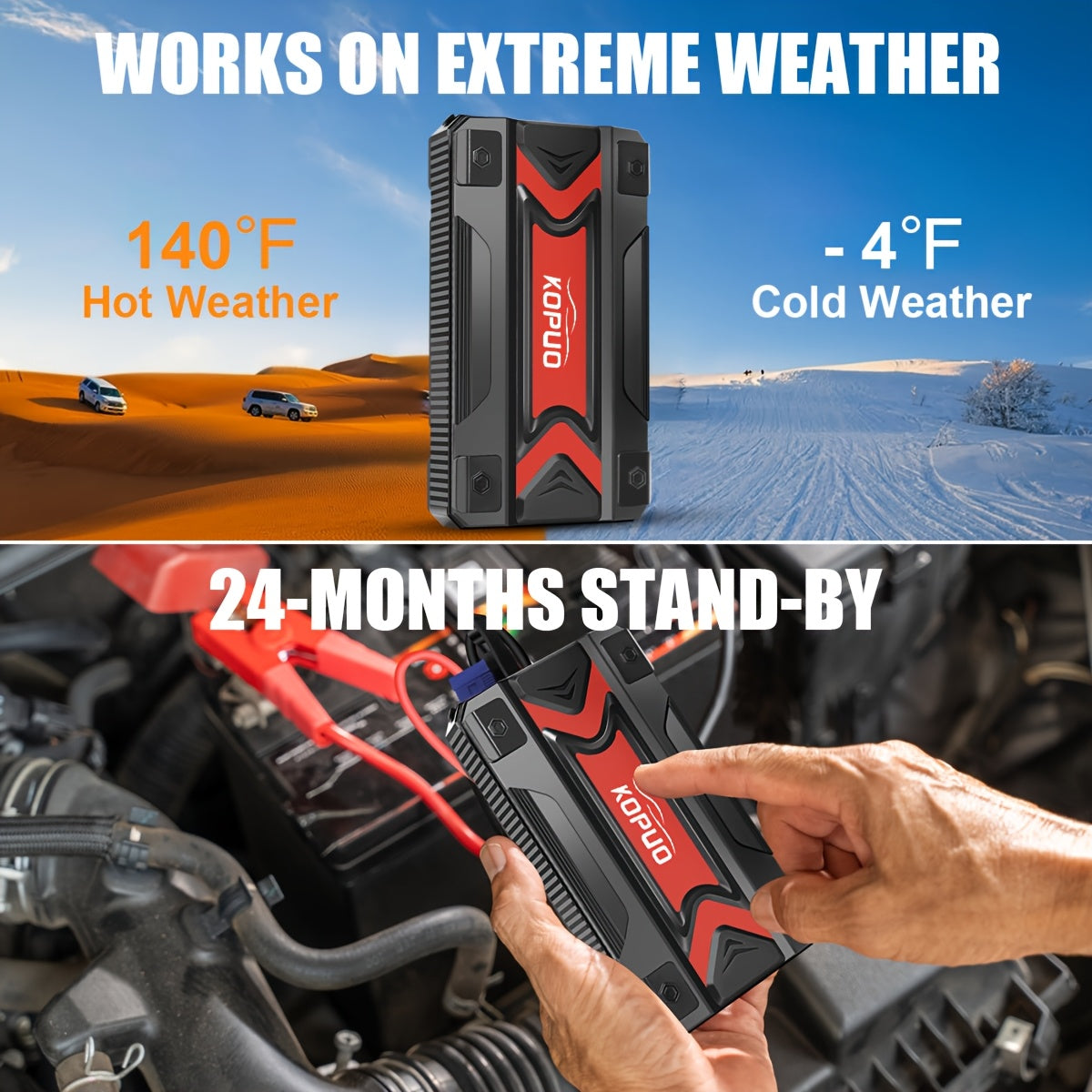 KOPUO 4000A Avviatore Portatile per Auto Strumento Professionale Batteria 12V