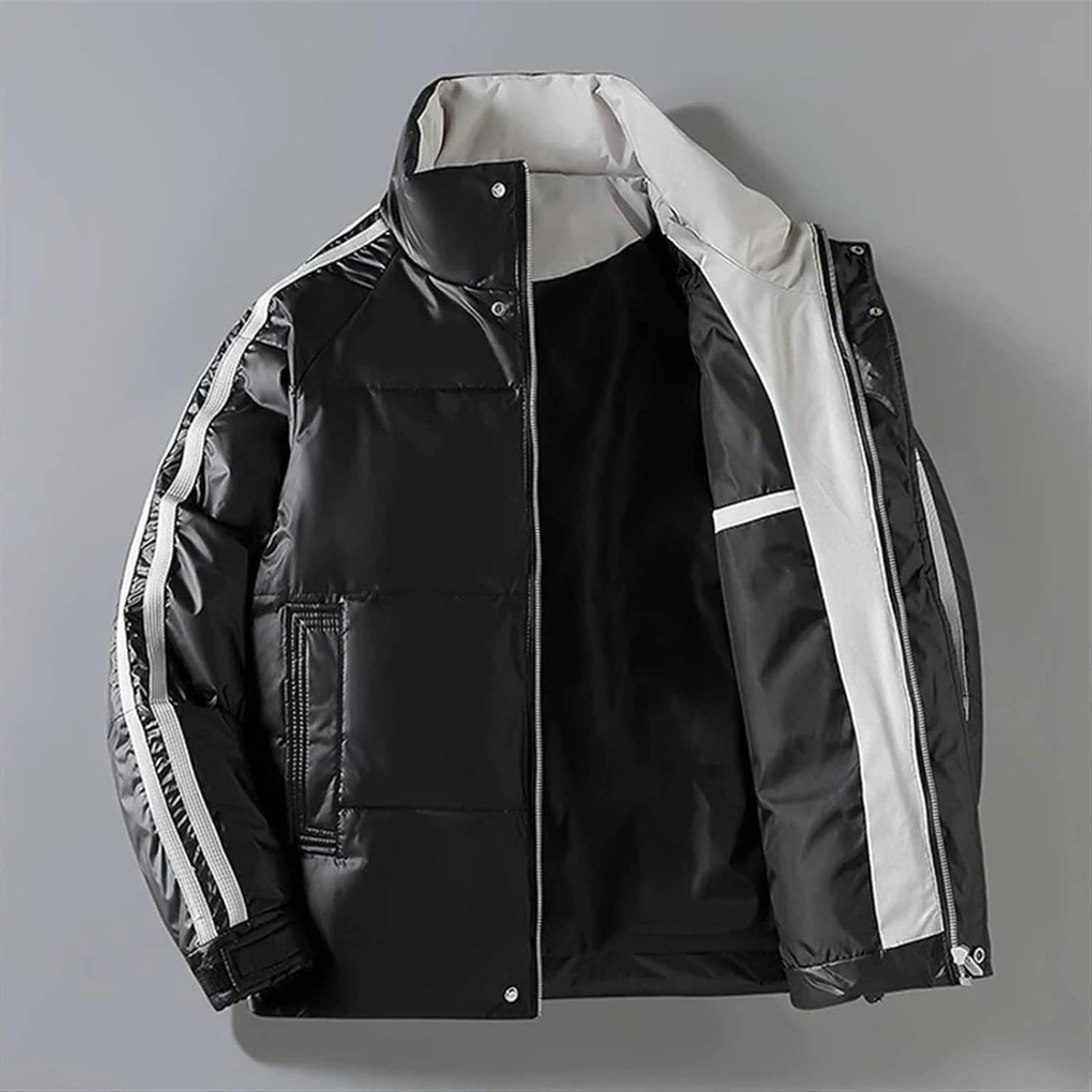 Cappotto invernale da uomo, caldo piumino cappotto spesso con collo alto