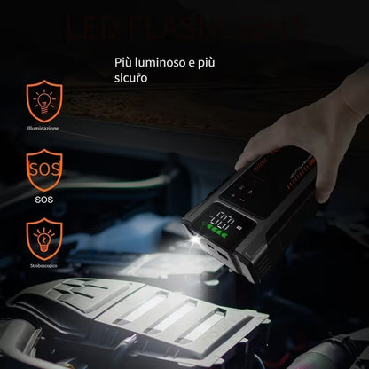 12,000mAh Jump Starter Power Pack 6000A Car Battery Booster & 150PSI LCD Display