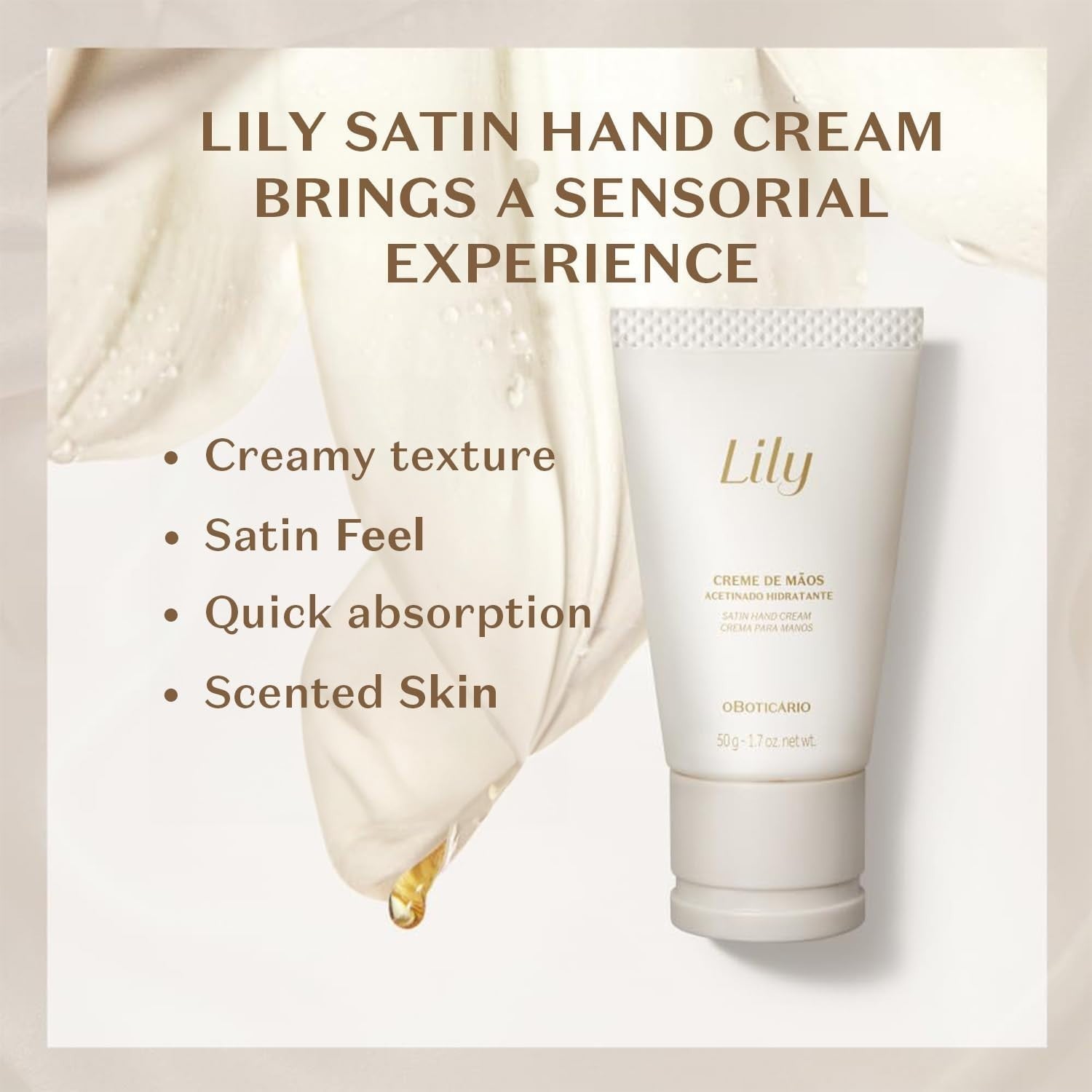Lily Satin Hand Cream Oboticario