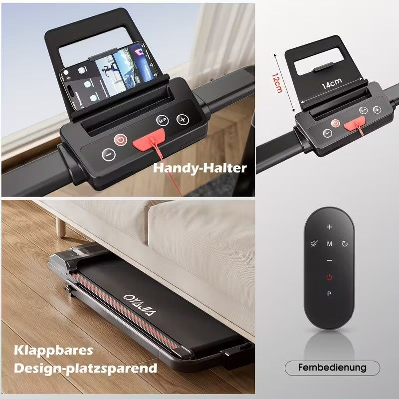 Tapis Roulant Elettrico Silenzioso Pieghevole Regolabile Velocità 12 km/h, LED