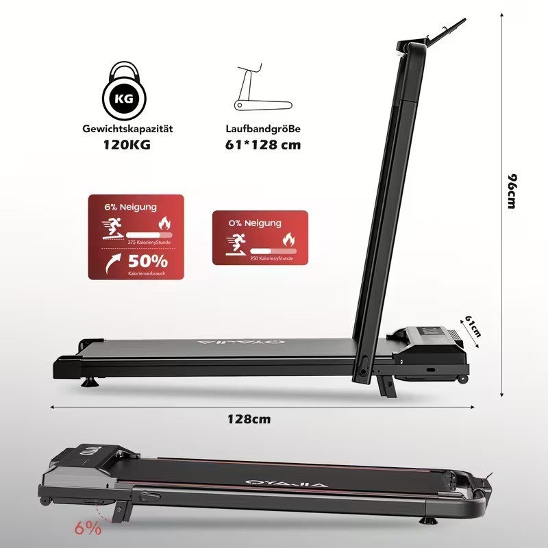 Tapis Roulant Elettrico Silenzioso Pieghevole Regolabile Velocità 12 km/h, LED